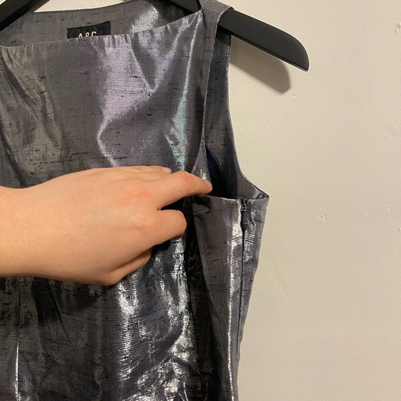 RARE Vintage A.P.C. Metallic Silver Silk Lurex Mini Dress - Made in France - S - Picture 4 of 11